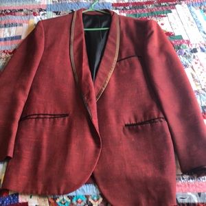 Wool rich dark red velvet Vintage dinner jacket.
